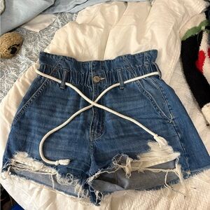 American Eagle Outfitters High Waist Distressed Denim Shorts